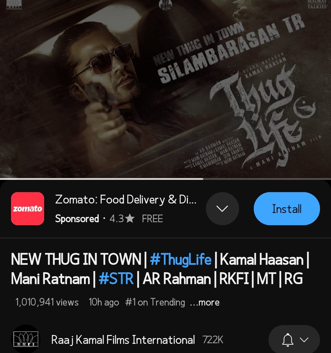 Smashed 1M+ views With Trending No 1🔥💥 🔗youtu.be/3Ut8ts6g-OE?si… #SilambarasanTR #ThugLife #STRinThugLife @SilambarasanTR_ @RKFI