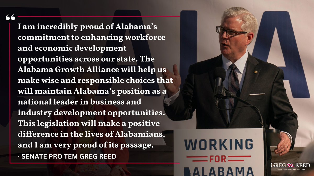 Alabama’s future is incredibly bright because the investments we are making today will pay huge dividends tomorrow. I am pleased @GovernorKayIvey signed my Alabama Growth Alliance Act into law that will create the long term workforce and economic development plan for our state.