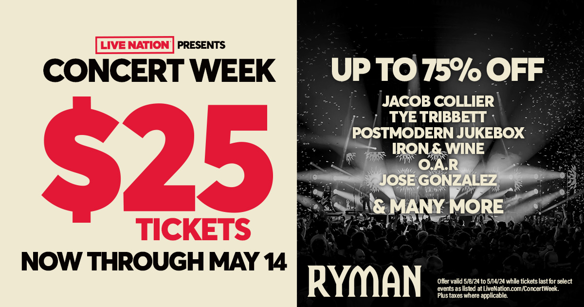 Concert Week is HERE with $25 tickets to over 5,000 shows, on sale now through May 14. Up to 75% off concert and comedy tickets. Get tickets to see ALL your favorite artists live!⚡ 🎫: opryent.co/4bqner3