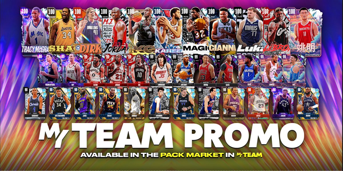 Grab the last MyTEAM Promo Pack of Season 6 👀 Each pack contains one of 60+ Player Cards including 11 💯 OVRs, 12 Dark Matters, and 12 Galaxy Opals!