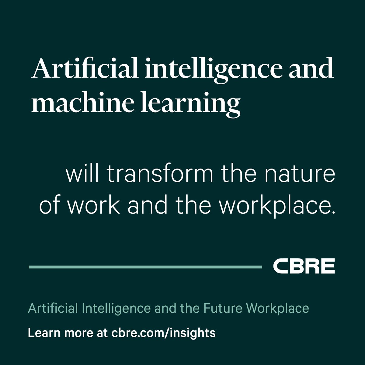 Our report on #AI and #MachineLearning offers insights into what jobs will see increased demand and which jobs may need to upskill. Read more here: cbre.co/3yaKf31