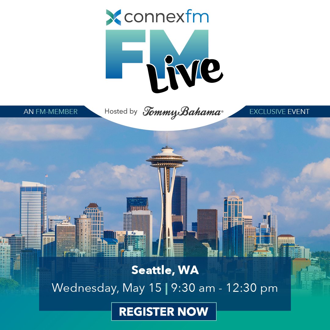 FM Live is coming to Seattle, WA next Wednesday, May 15! Join us for insightful discussions on industry trends and best practices in facility management. Thank you to our host, Tommy Bahama! 

Register now: go.connex.fm/3Qv8hfq 

#ConnexFM #FacilitiesManagement #Networking