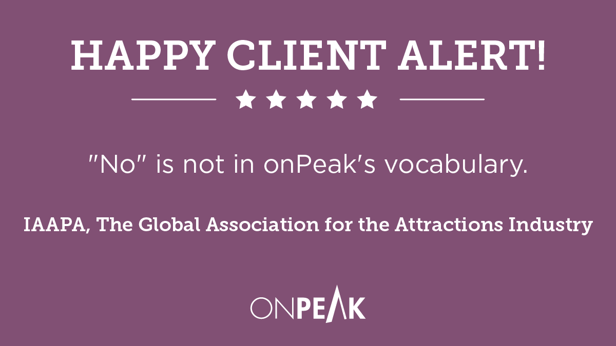 We continually strive to provide the very best in proactive and personalized service to our clients. Thank you, @IAAPAHQ, for this marvelous feedback! 

More onPeak testimonials: ow.ly/PGyy50Pl368 

#eventprofs #eventaccommodations #alwaysonPeak #WeLoveOurClients