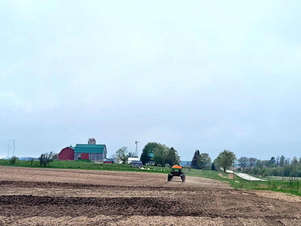 Not much rain last night up #Tiverton way.

Fields look dry with some dust coming off the units in the fields.

#OntAg