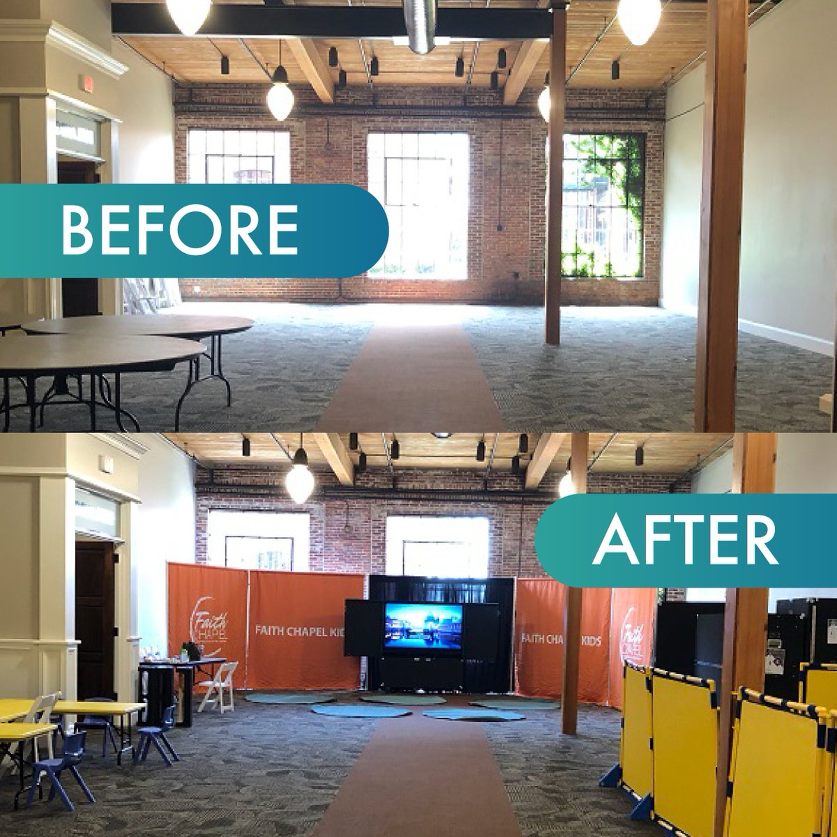 Transforming an empty space into a place of worship with @PortableChurch products 🙏✨ Your dream church design can be a reality with our innovative solutions! #ChurchDesign #PortableChurchProducts #CraftYourVision