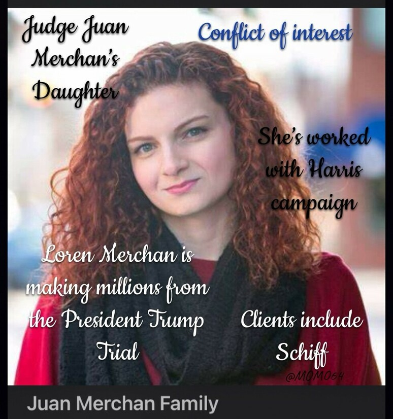 Here's how conflicted Judge Merchan is - that he has not recused himself tells you all you need to know. His daughter is making millions off of the scam Trump trial. This is blatant election interference and makes a mockery of our judicial system.