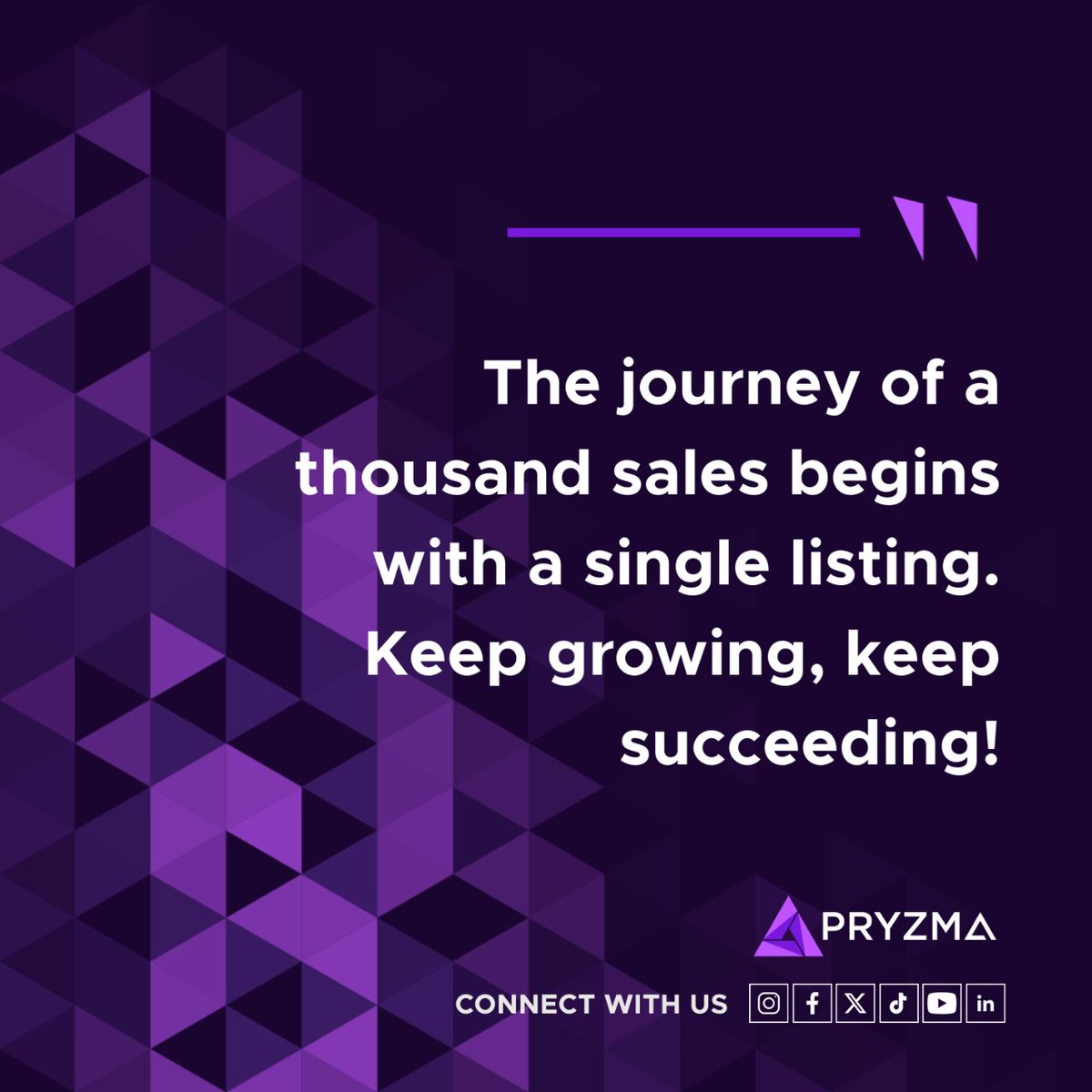 Your success story is built one listing at a time. Each new listing brings you closer to your sales goals. Keep growing, keep succeeding!

#smallbusiness #businessgrowth #ecommerce #ecommercebusiness #businessmotivation #amazonfba #amazonseller #ebayseller #walmartseller #pryzma
