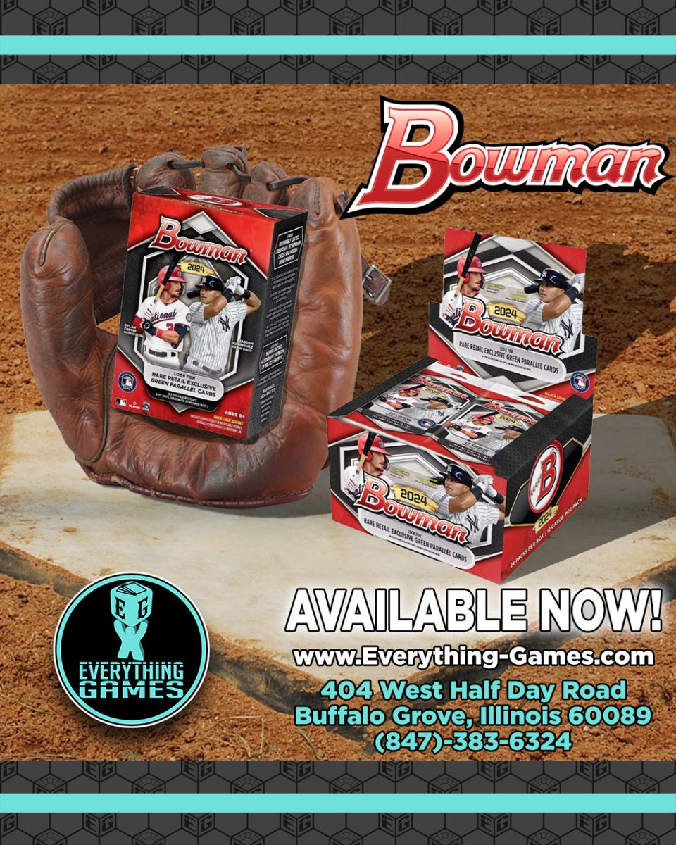 ⚾ Swing for the fences!  2024 Bowman Baseball blasters and booster displays are here! Collect the future stars of baseball today. Available in-store and online at everything-games.com/collections/ne… !
#BowmanBaseball #BaseballCards #Collectibles #SportsMemorabilia #HomeRun #EverythingGames