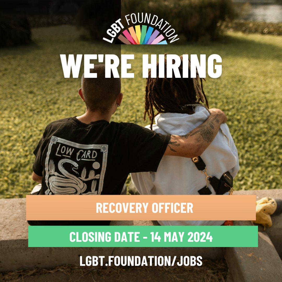 Ready to make a difference? 🌟 We're searching for a dedicated Recovery Officer to join our team. Apply now at lgbt.foundation/vacancy/recove… (link in bio) Deadline is 14 May 2024 #LGBT #Recovery #JoinOurTeam 🏳️‍🌈✨