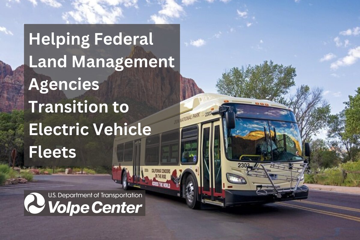 28% of land in the U.S.—~640M acres across every state—is overseen by Federal Land Management Agencies, which must transition to 100% zero-emission electric vehicles by 2035. Learn how a multidisciplinary team from the U.S. DOT Volpe Center is helping: tinyurl.com/mr3rtvjy