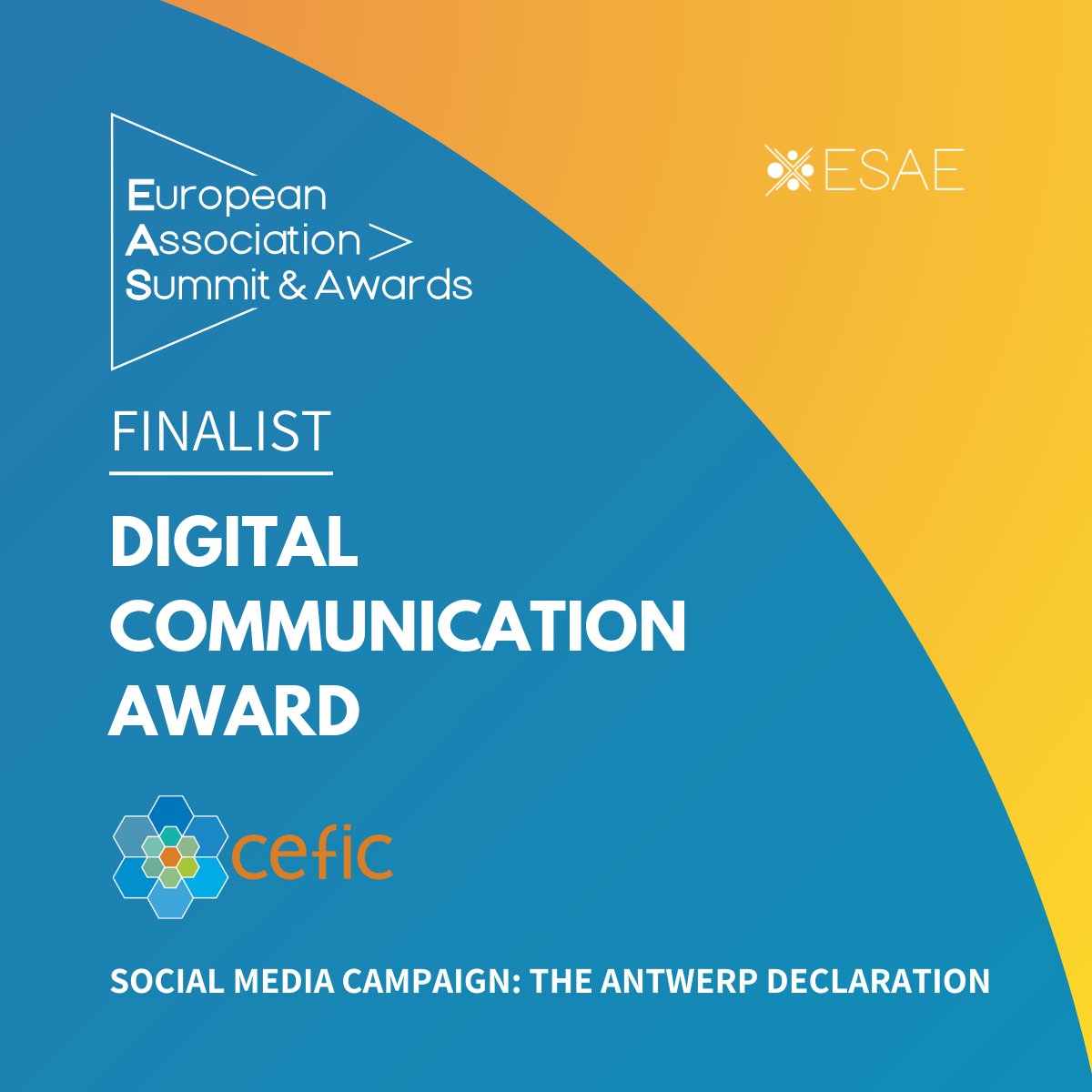 Thrilled to share that the #AntwerpDeclaration #socialmedia campaign is nominated as a finalist in the #DigitalCommunication category for the European Association Awards🏆🎉.

#EAS24 @Cefic