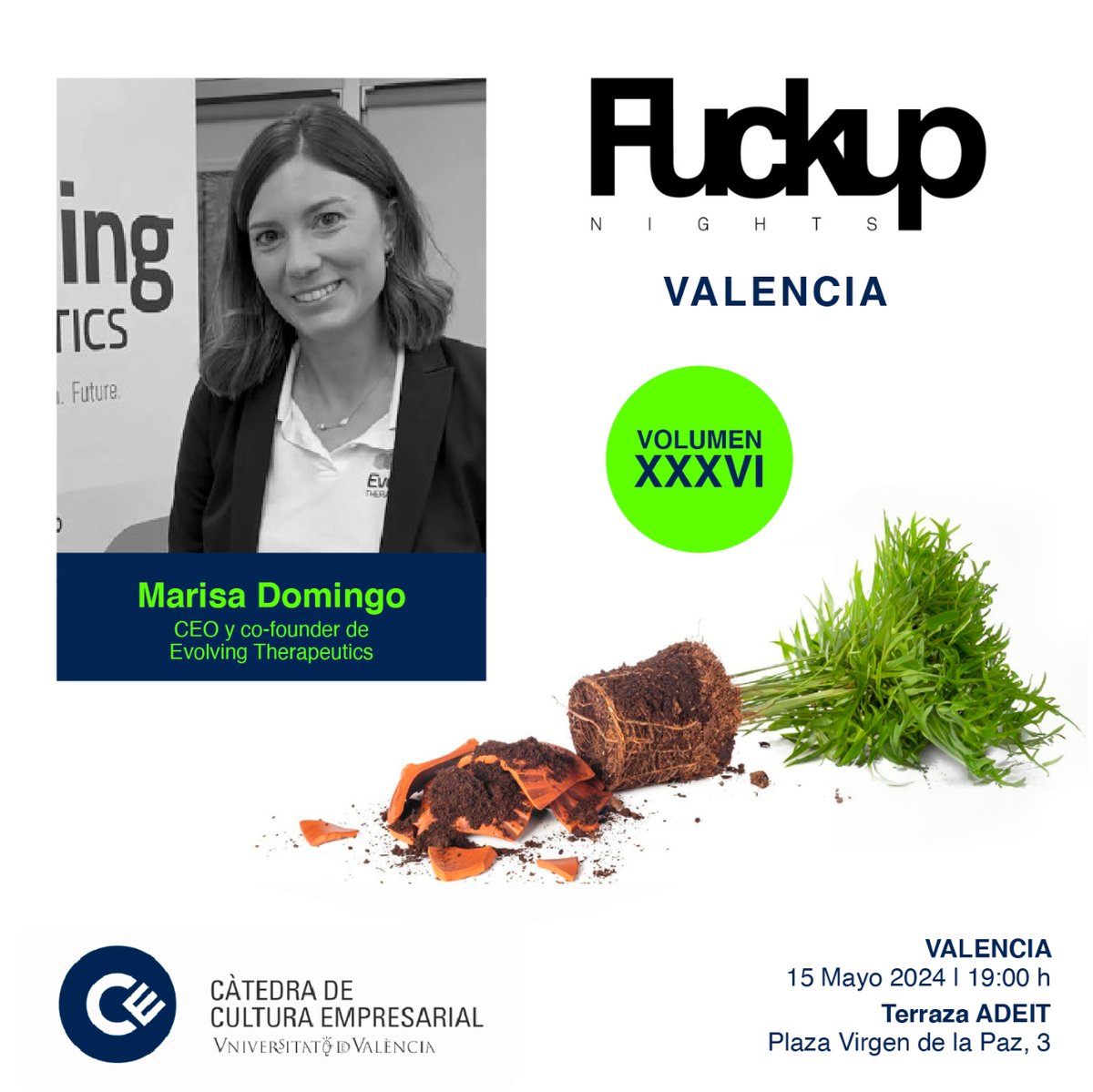 Fuckup Nights Valencia Vol XXXVI Conoce a Marisa Domingo, CEO y co-fundadora de Evolving Therapeutics 🌱🔬 Su startup de healthtech para combatir bacterias multirresistentes a los antibióticos a través de bacteriofagos, ha recibido varios premios 🏆