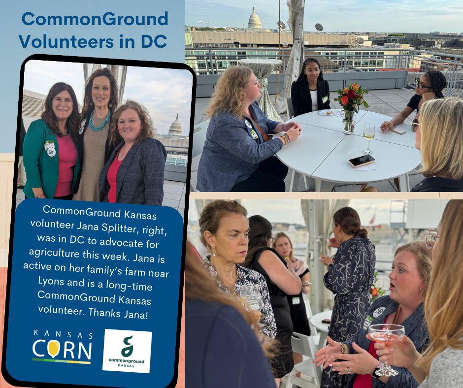 Stellar ag advocate and #CommonGroundKansas volunteer Jana Splitter of Lyons talked about ag at our nation's capitol. Jana joined CommonGround advocates from 7 states to talk about farming at #NationalCornGrowers booth at the Ag on the Mall event, and Women in Ag reception.