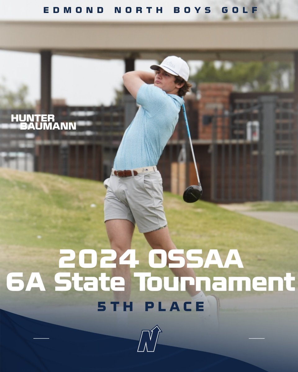 Congrats to Hunter Baumann on his 5th place finish at the 2024 OSSAA 6A State Golf Tournament! #HuskyNation #uN1ty @ENHSHuskyGolf @edmondnorthgolf @hunterrbaumann