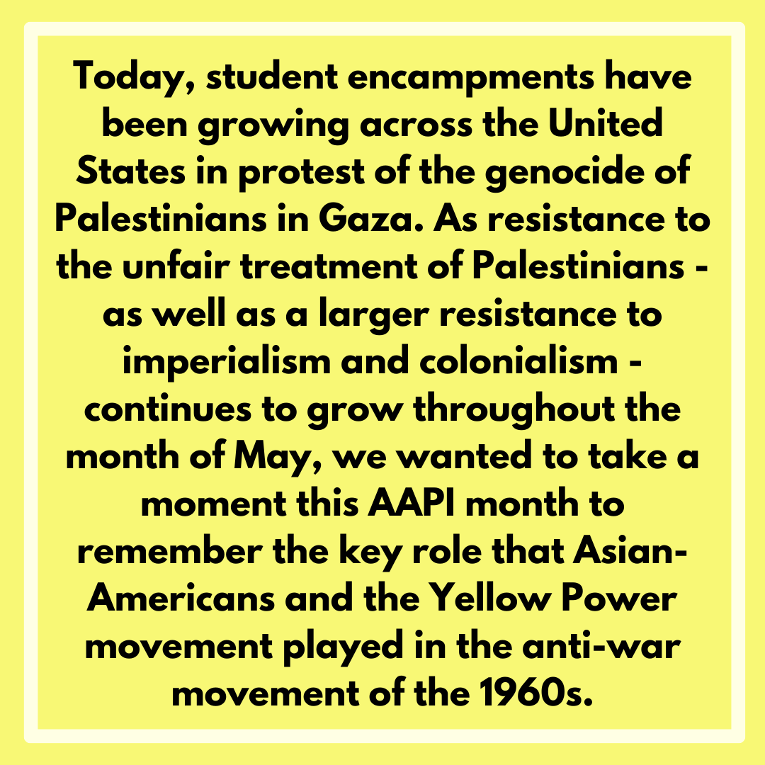 Happy #AAPIHeritageMonth! As resistance to the unfair treatment of Palestinians, as well as a larger resistance to imperialism and colonialism, continues to grow throughout the month of May, we wanted to take a moment to remember the key role that #AsianAmericans and the