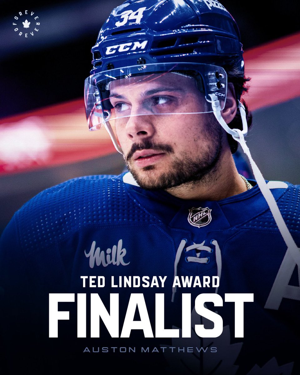 Congrats to Auston Matthews on being named a finalist for the Ted Lindsay Trophy