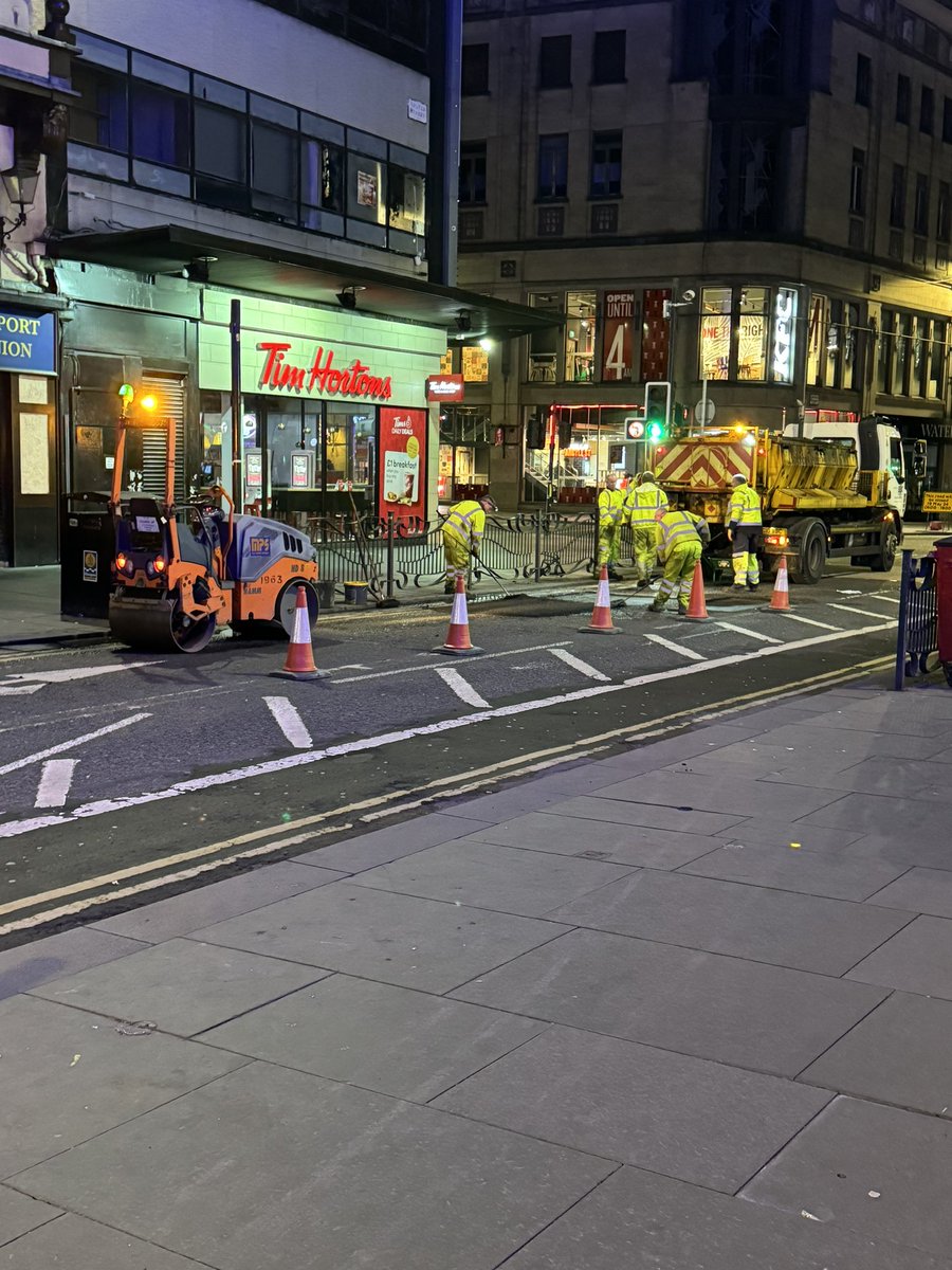 As our volunteers were out last night we saw the dreaded pot holes getting filled in @GlasgowCC the workers said this was getting done as there is an up coming race in the city. We have damaged so many tyres due to pot holes. #potholes #glasgow