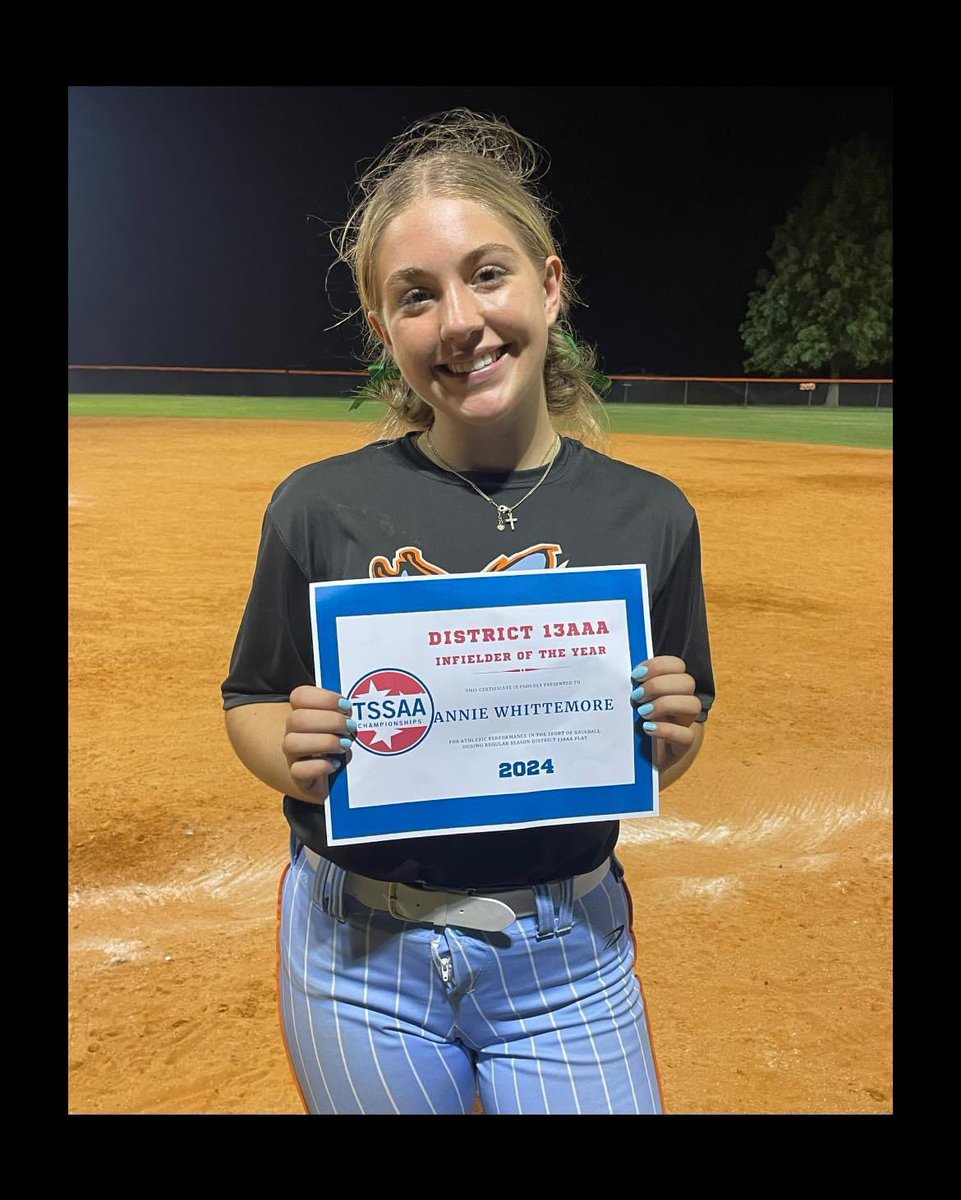 Proud to be recognized for the second consecutive year as district 'Infielder of the Year'!! More importantly, we are the district champs and will be moving on to regionals!! @CoachLauaRicc @YaleSoftball @Coach_Debrosse @CULionsSoftball @UNCSoftball @c_lyon22 @coachmegsmith