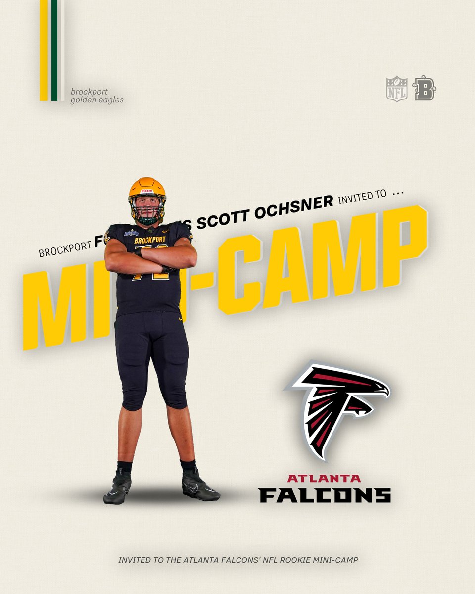 Next stop, the Atlanta Falcons! Brockport football OL Scott Ochsner has been invited to the Atlanta Falcons' Rookie Mini-Camp scheduled to begin this weekend. 👏👏👏 📰: gobrockport.com/news/2024/5/8/… #D3fb | @BPort_Football | @scottochsner19