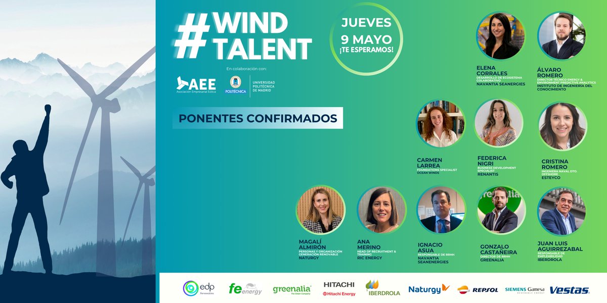 aeeolica's tweet photo. Mañana os esperamos en #WindTalent 2024 👉el evento que reúne a representantes de RRHH, Talento y Formación de empresas #eólicas, expertos de consultoras de Head Hunters, jóvenes profesionales y estudiantes que están decidiendo sobre su carrera laboral 👇
https://t.co/ijfrFpm2sw https://t.co/ALuxI2UEnC
