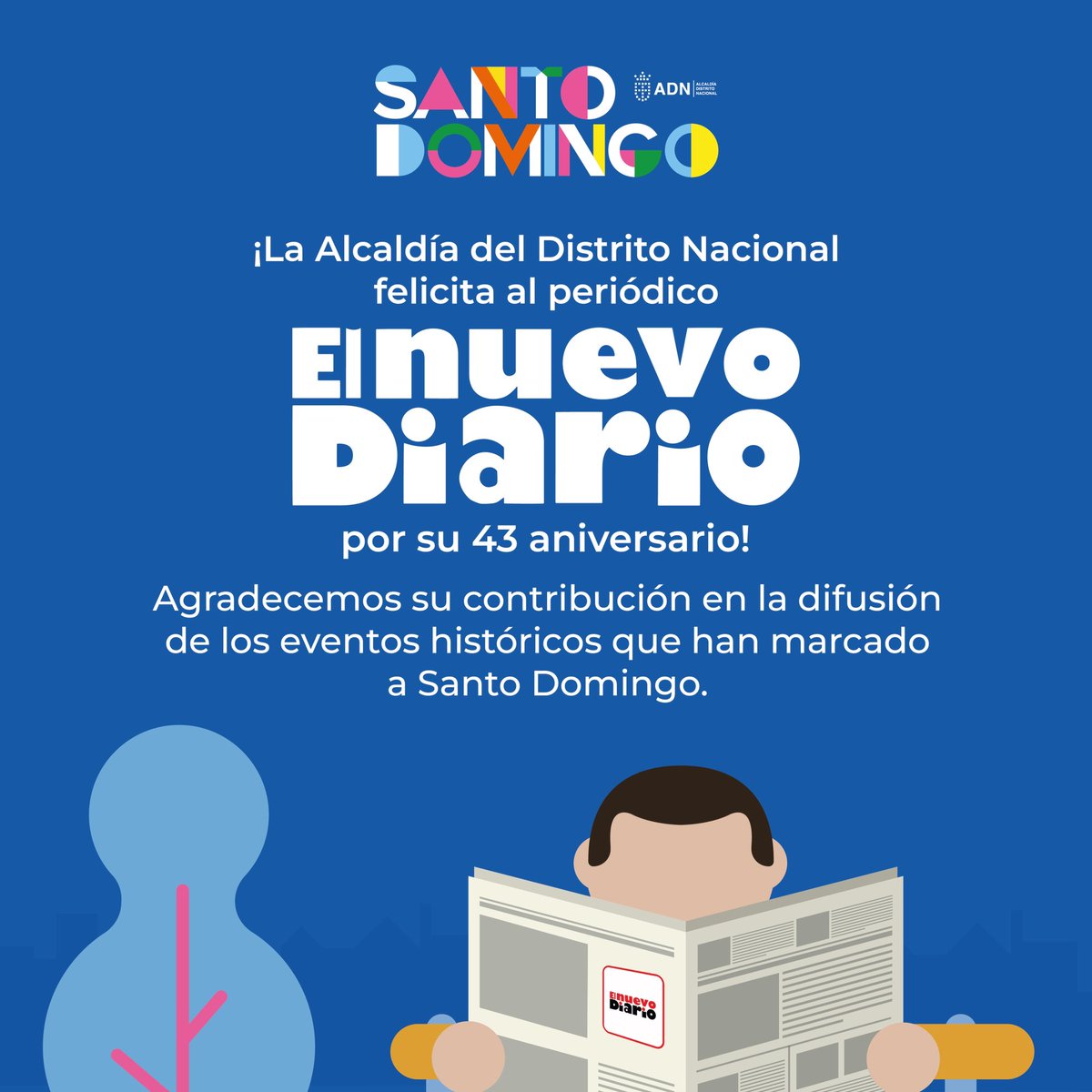 ¡Hoy celebramos el 43 aniversario del periódico @elnuevodiariord ! Agradecemos su contribución en la difusión de los eventos históricos que han marcado a Santo Domingo.