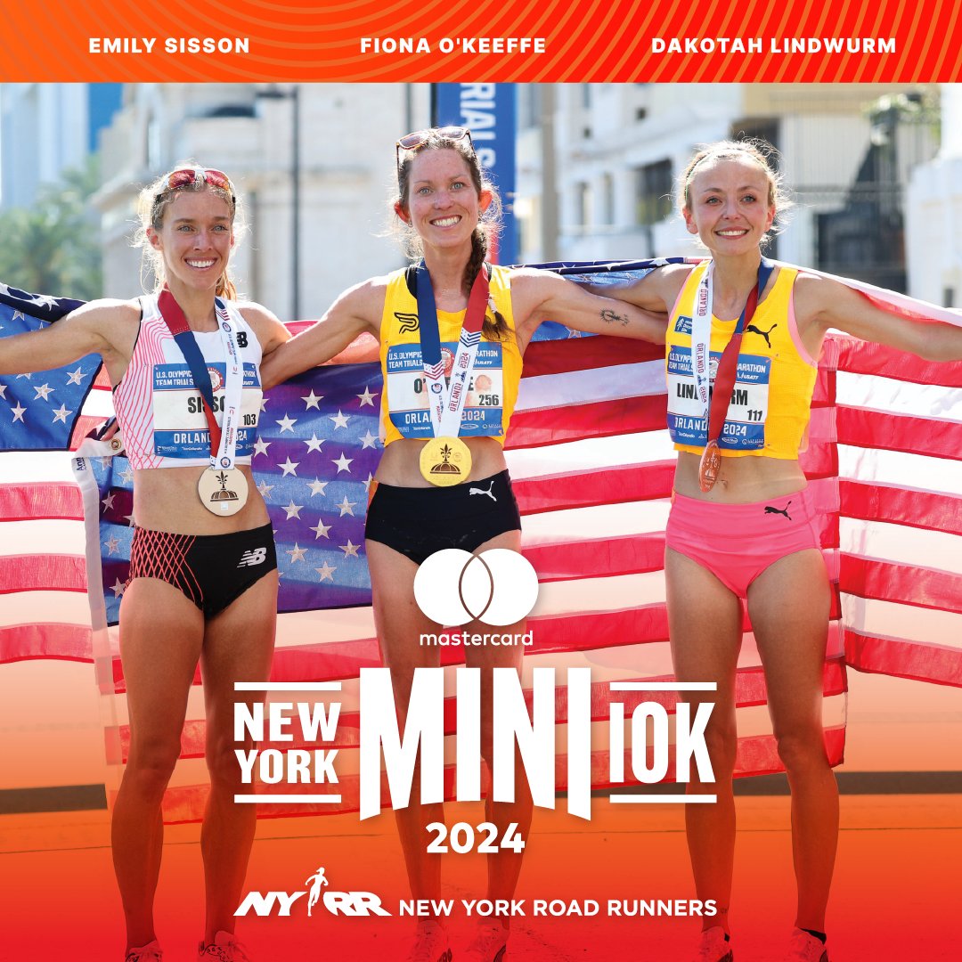 🚨 All 3️⃣ members of the 2024 U.S. Olympic Women's Marathon Team, Fiona O’Keeffe, Emily Sisson, and Dakotah Lindwurm will be competing against the world’s best women at the #MastercardMini10K on June 8. Learn more on how to tune in here: bit.ly/4dttwrT