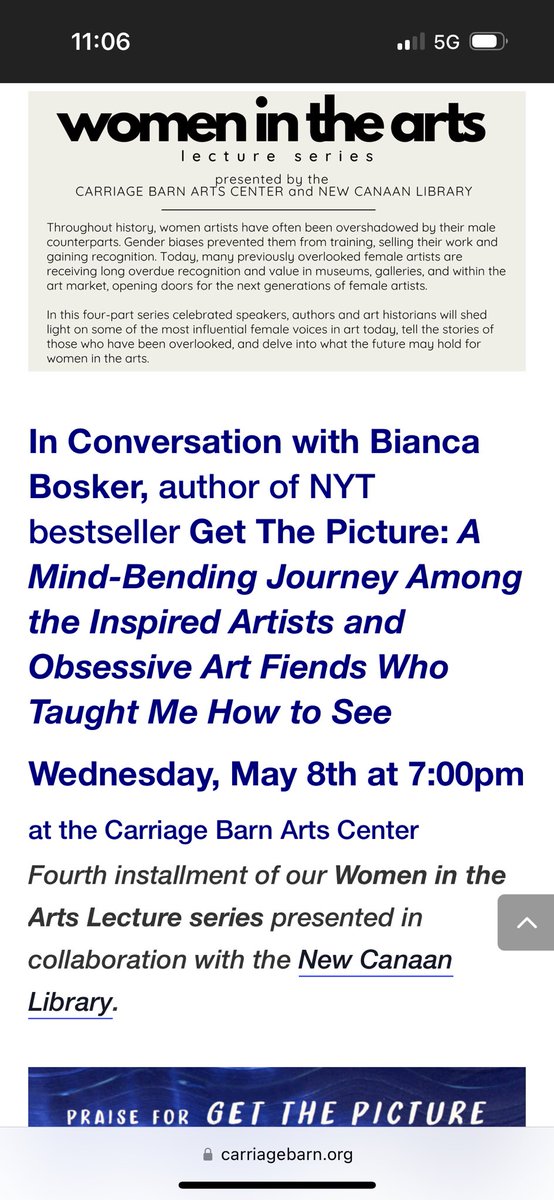 Bianca Bosker (@bbosker) on Twitter photo See you tonight in new canaan! Bring all your art questions š<a href="/CarriageBarnArt/">Carriage Barn Arts</a> <a href="/NewCanaanLibr/">New Canaan Library</a> carriagebarn.org/event/women-in⦠See you tonight in new canaan! Bring all your art questions š<a href="/CarriageBarnArt/">Carriage Barn Arts</a> <a href="/NewCanaanLibr/">New Canaan Library</a> carriagebarn.org/event/women-inā¦