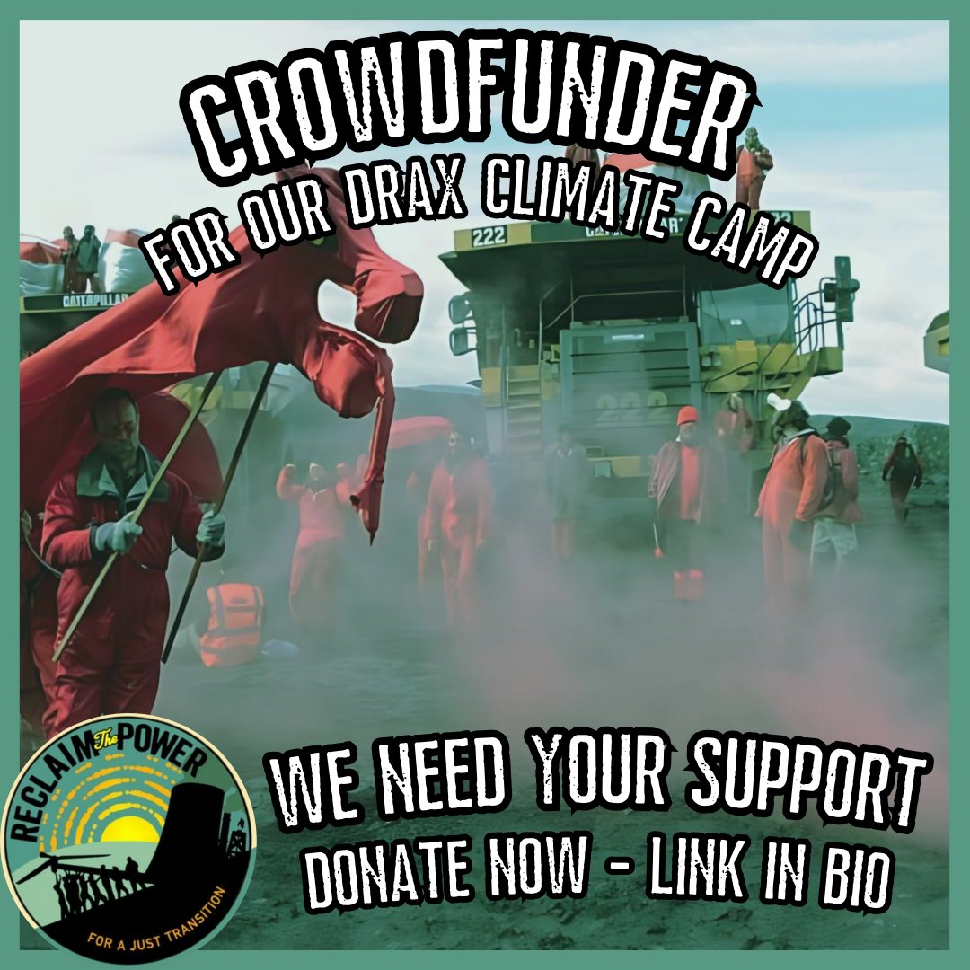 We've got big plans for this summer, but we can't do them alone. We need to raise £5,000 to help put together a mass action camp against Drax - the UK's largest climate emitter. Donate now at ko-fi.com/reclaimthepower to help out, and ask your friends to do the same.
