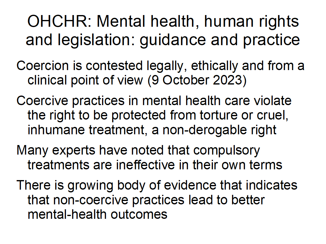 Psykiatrisk praksis bygger på at neste alle med diagnose psykose medisineres basert på myten hos det store flertallet bidrar medisiner til symptomlette, funksjonsbedring. Menneskerettigheter,  plikten å forebygge tortur og umenneskelig behandling ignoreres wkeim.bplaced.net/files/notat-tv…