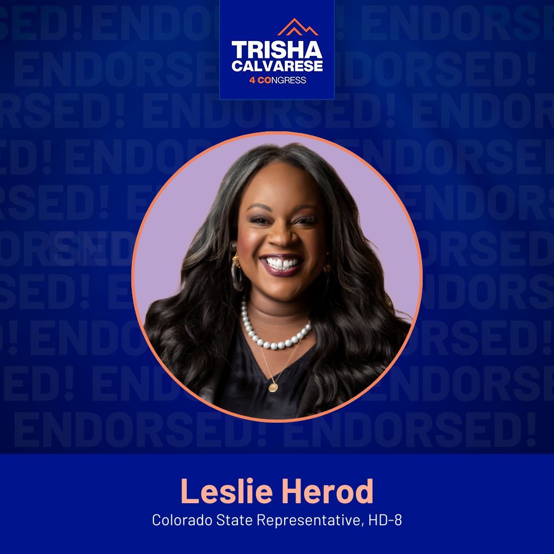 🚨ENDORSEMENT ALERT🚨: @leslieherod has endorsed Trisha’s campaign! As the first LGBTQ+ African American elected to Colorado's state legislature, she is a true trailblazer. Thank you, Leslie! – Team Trisha