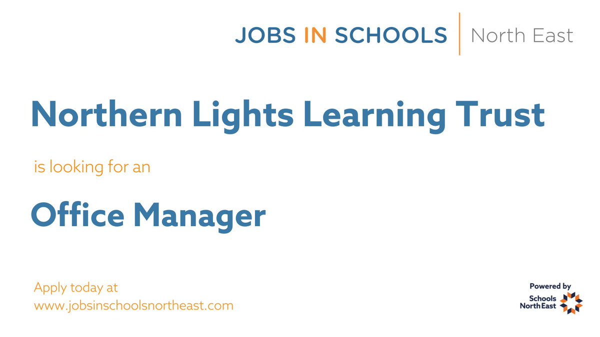 JobsInSchoolsNE's tweet photo. 📚@NorthernLLT are looking for an Office Manager to join one of their schools.

Find out More: https://t.co/5B62FN7yZC https://t.co/bHYureiJfu