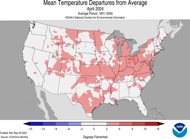(1 of 5) JUST IN: U.S. struck with more than 100 tornadoes, heavy snow in April. 2024 is nation’s 5th-warmest year on record so far. More from our #April 2024 #StateofClimate Report: bit.ly/4a5a0zb @NOAANCEI