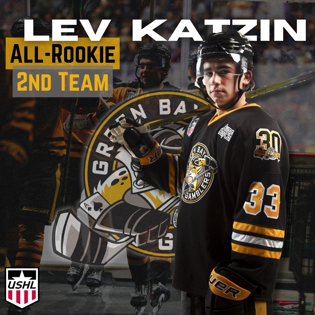 Lev Katzin has been selected for the USHL All-Rookie second team! Closing his first season with 33 points, 10 goals & 23 helpers, the forward lands himself within the top 10 rookies of the year. Congrats Lev and we can't wait to see what's in store for next season! #GoGamblers