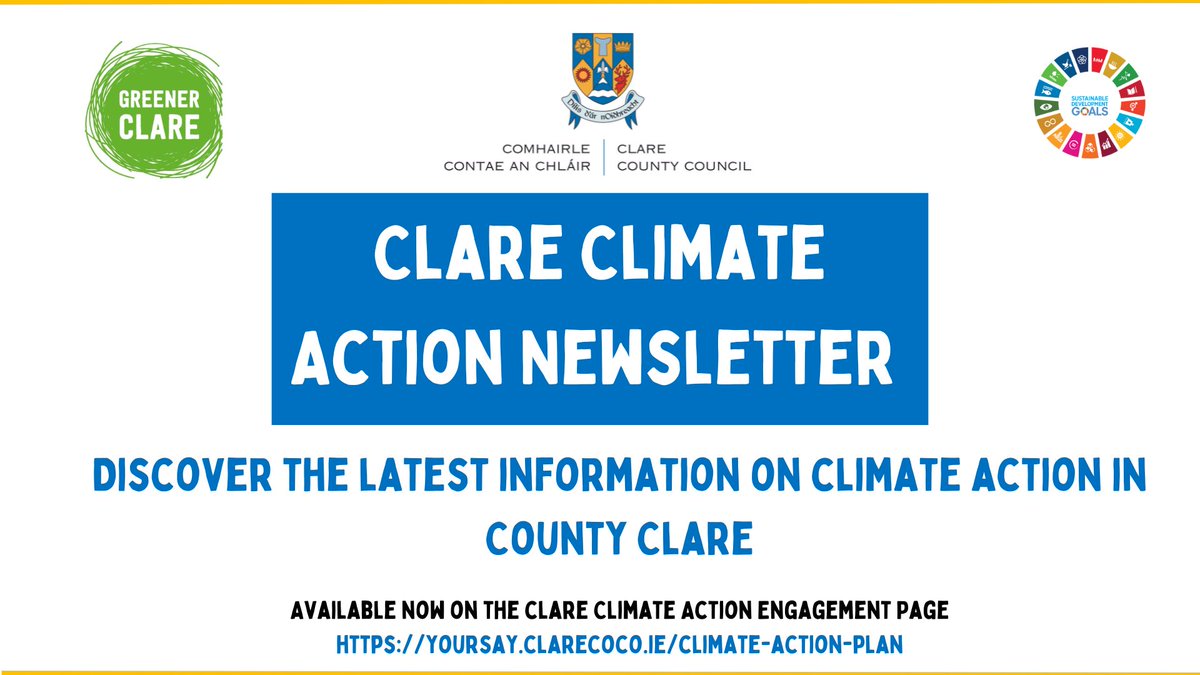 Clare County Council is pleased to launch the Clare Climate Action Newsletter, which will provide updates on climate action in the county, information on upcoming climate events and guidance. Newsletter can be accessed at: yoursay.clarecoco.ie/climate-action… #ClimateAction #GreenerClare