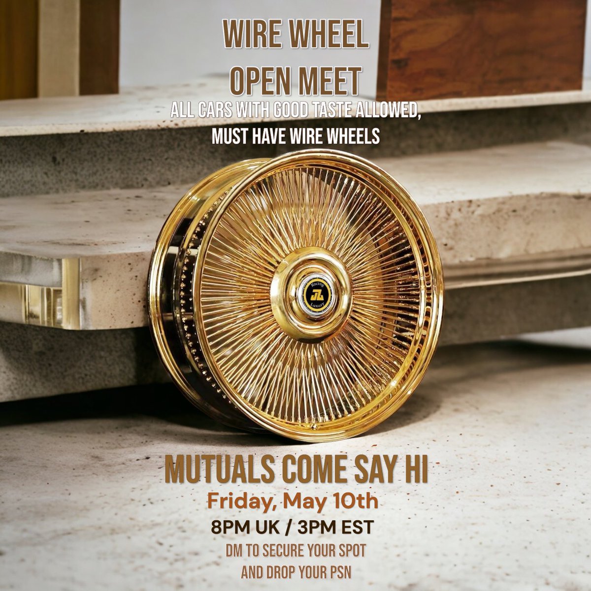 Wire Wheel Open Meet

DM to secure your spot! 

#GTAOnline