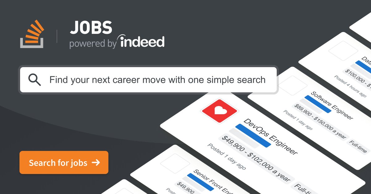 The next evolution of our partnership with @indeed is here - introducing Stack Overflow Jobs! Our new job site will connect developers to thousands of relevant technical roles and help companies find the right tech talent. Learn more: stackoverflow.co/company/press/…