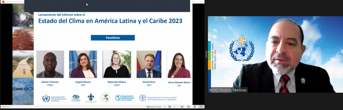 📢#Now Join the live broadcast of the launch of the Report: State of the Climate in Latin America and the Caribbean 2023🌎 @RodneyM17470465, @WMO Representative for North America, Central America and the Caribbean moderates the expert session. 🔗youtube.com/live/1l1vU7Gru…