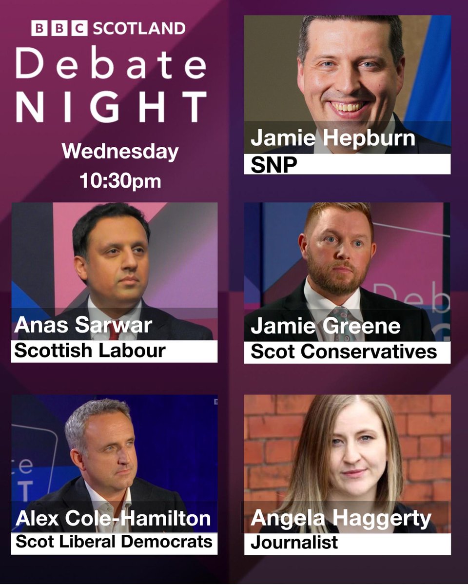 On Debate Night tonight, Stephen will be joined by @jamiehepburn, @AnasSarwar, @jamiegreeneUK, @agcolehamilton and @AngelaHaggerty Join us and a studio audience from Cumbernauld on @BBCScotland tonight at 10.30pm #bbcdn