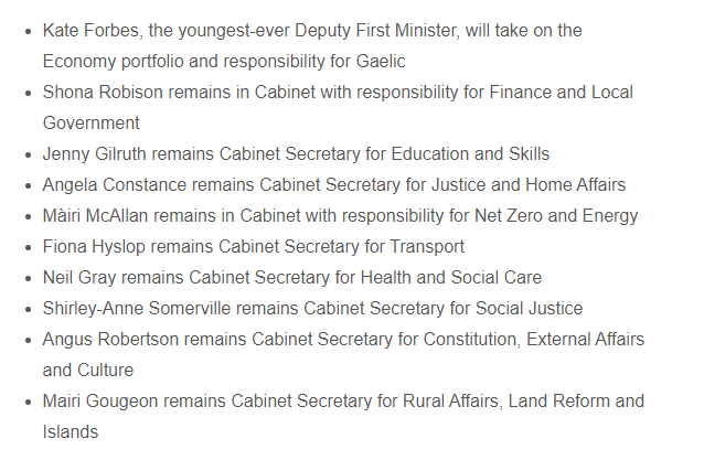 John Swinney's new cabinet.