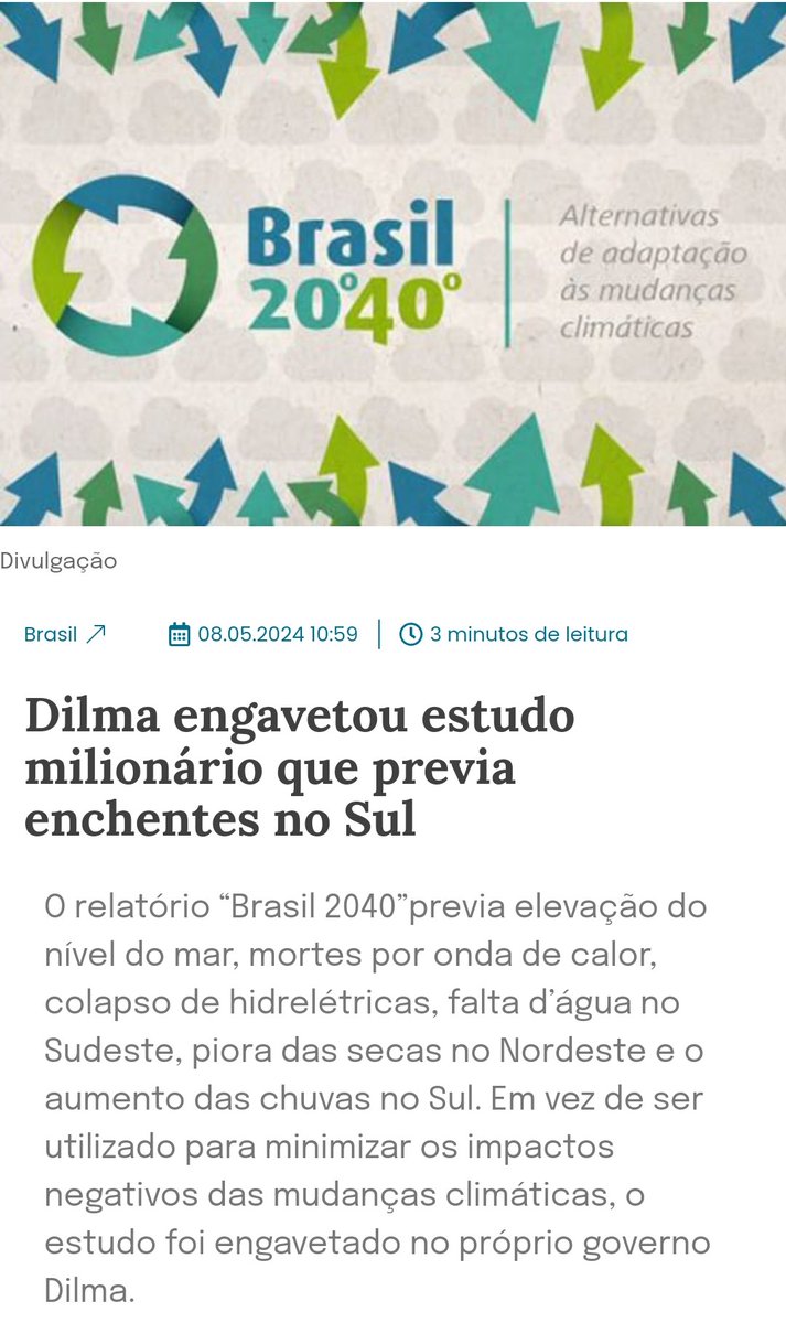 Seria este o motivo do governo Lula,estar tentando minimizar o desastre no sul ? E aí Secon isso é fake news? Fala montanha da Odebrecht.