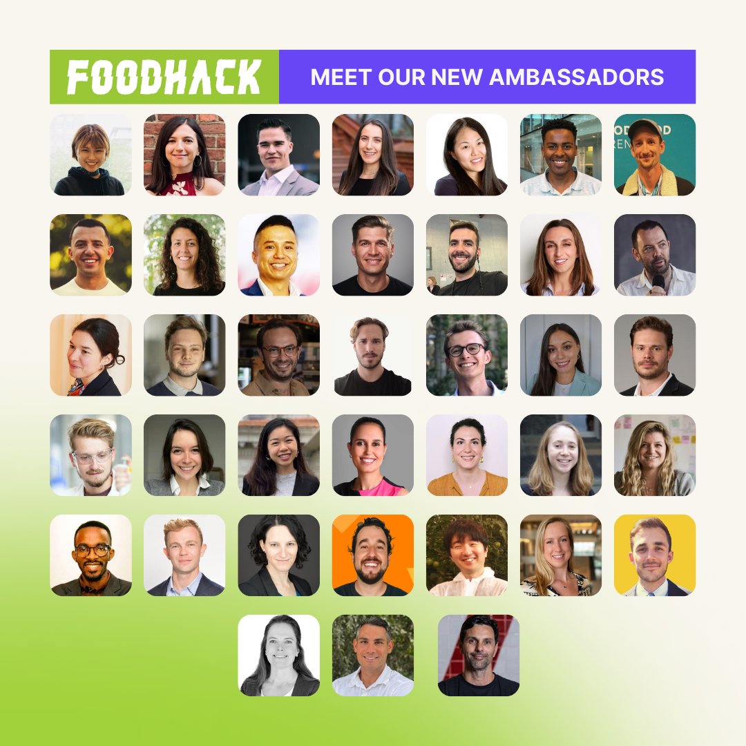 Meet the next Cohort of FoodHack Ambassadors 🌍 Together, with these 38 Ambassadors we'll foster more FoodTech communities around the globe. Join us at a local Meetup including Barcelona 🇪🇸 Chicago 🇺🇸 Copenhagen 🇩🇰 Dar Es Salaam 🇹🇿 Lima 🇵🇪São Paulo 🇧🇷 Dubai 🇦🇪 Paris 🇫🇷 Tokyo 🇯🇵