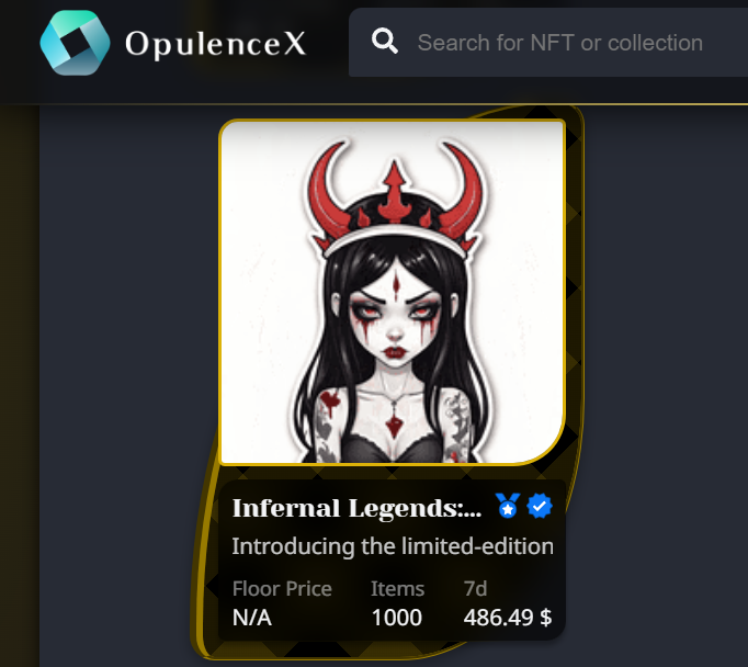 🩸Infernal Legends: Sticker Saga collection trending on @OpulenceX_NFT 👻This is our special collection. Because it is first collection with staking function, using #DEFI build by @_OpulenceX team. 💸Mint and start staking now: nftmarketplace.opulencex.io/collection/662… #XRPLCommunity #XRPL #XRP