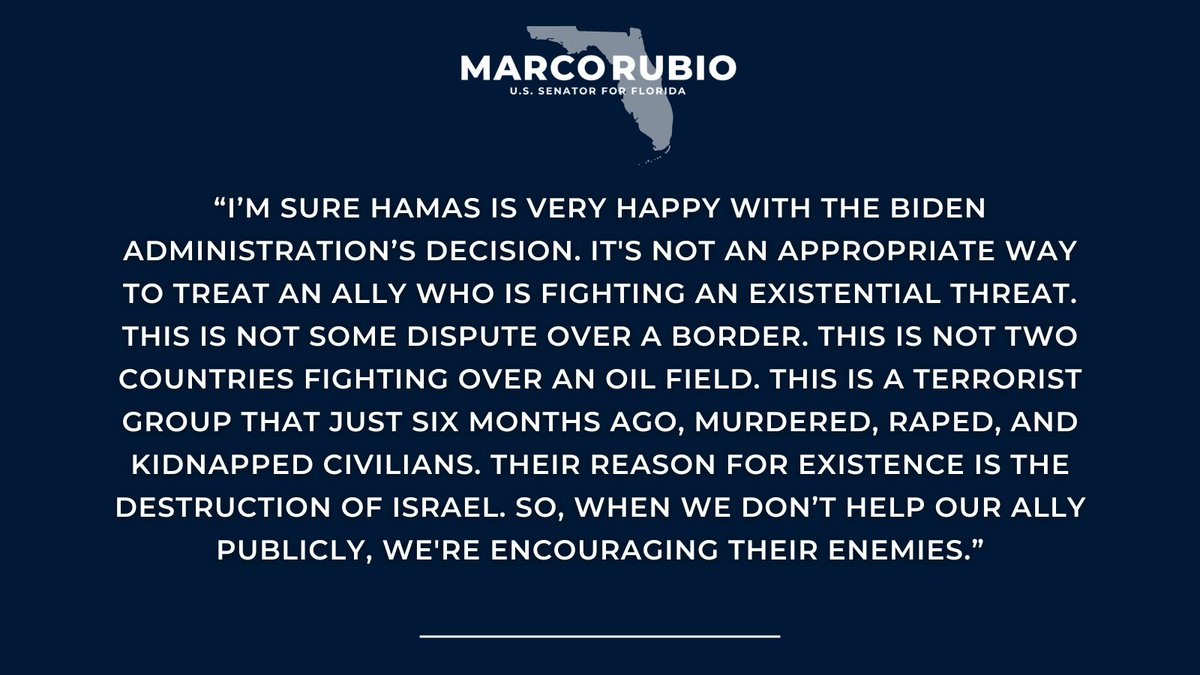 My response when asked about the Biden Administration pausing weapon shipments to Israel: