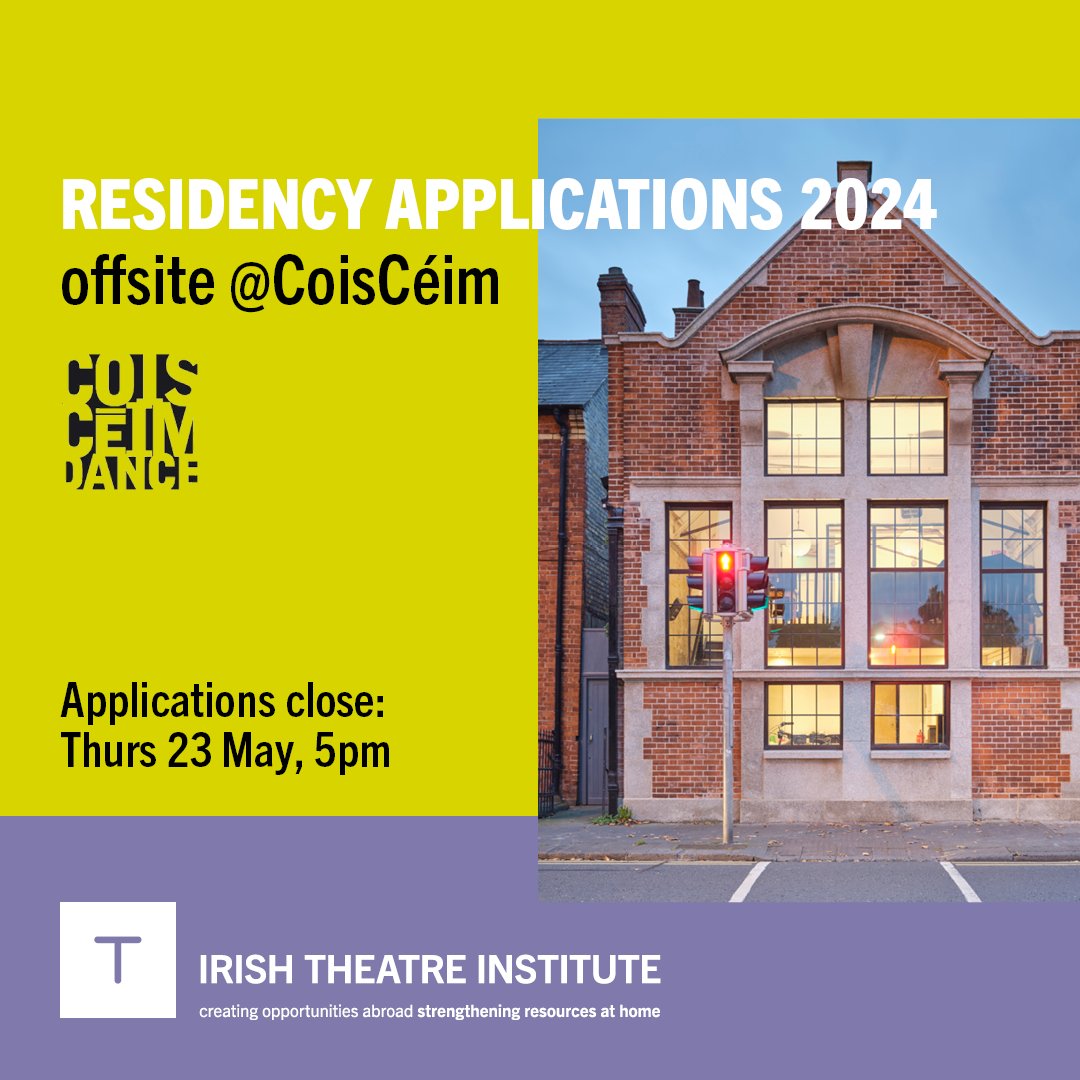 Irish Theatre Institute is delighted to partner with CoisCéim Dance Theatre @coisceim to offer short-term residencies in their beautiful dance space. Apply Now! Closing date for applications is Thurs 23 May at 5pm More Info: loom.ly/CsrhynQ @artscouncil_ie 🧵...