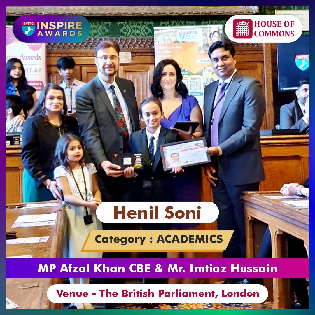 Congratulations to Henil Soni who has bagged the title of RUBIK'S HERO, Category- ACADEMICS in the BYITC Inspire Awards 2024 held at British Parliament London

Check out:byitc.org/game-based-aba…

#BYITC
#SuperMaths
#GDK
#GDKBossBox
#InspireAwards
#FerndalePrimarySchoolandNursery
