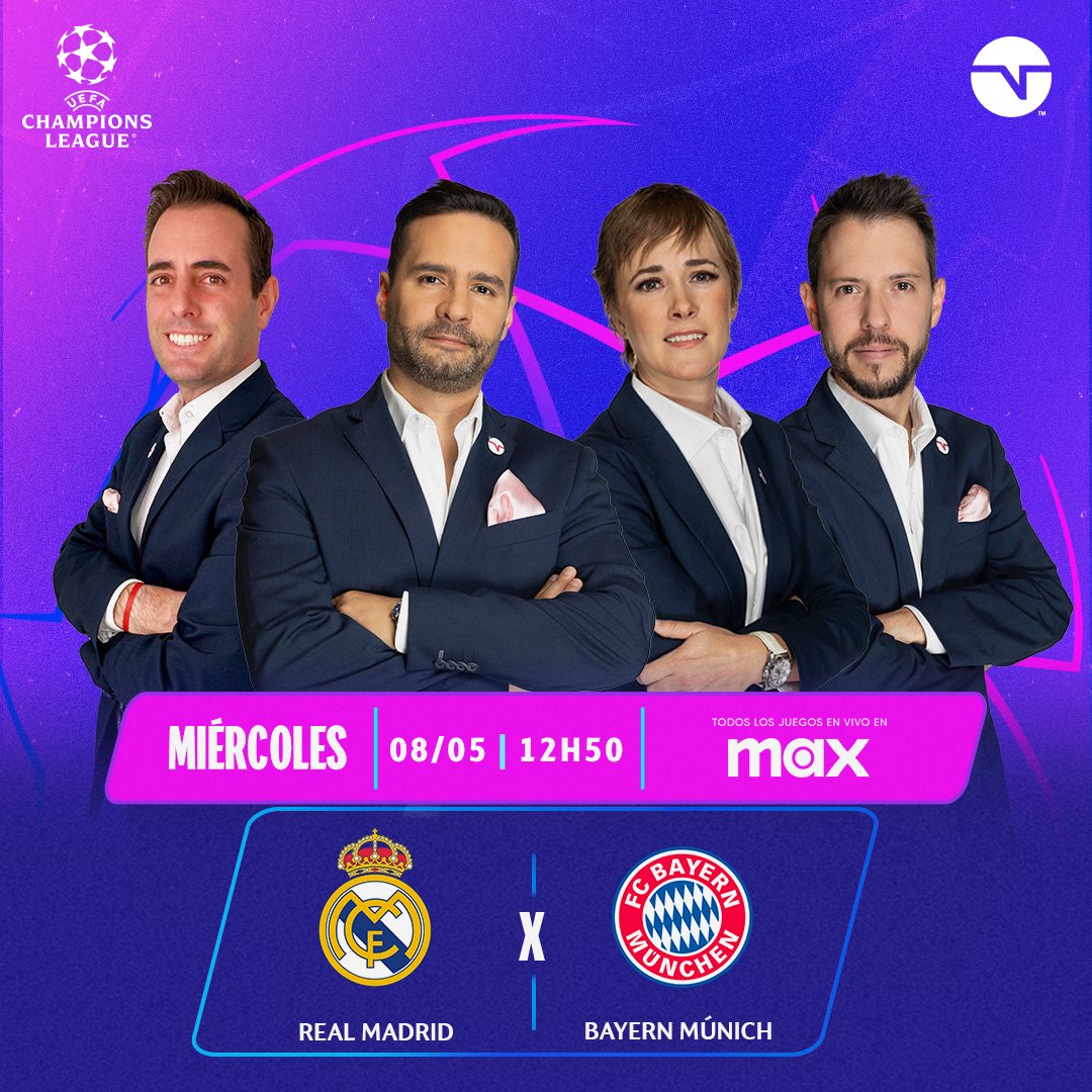 ¡ES HOY! ¡ES HOY! 😍 @RICARDOMURGUIA, @LaReimers, @PepedelBosque y @emilianoraggi te acompañarán en este día ESPECTACULAR de #BenditaChampions. 🎙️🏆 🇪🇸 @realmadrid 🆚 @FCBayern 🇩🇪 ⏰ 11:30 h 📲 @StreamMaxLA: bit.ly/3uNNRqp