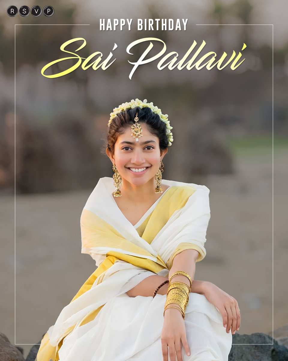 Happy Birthday to the beautiful @Sai_Pallavi92 🎁🎉🎈 May you keep dazzling with your extraordinary performances. #RSVP #RSVPMovies #PaavaKadhaigal #SaiPallavi #HappyBirthdaySaiPallavi