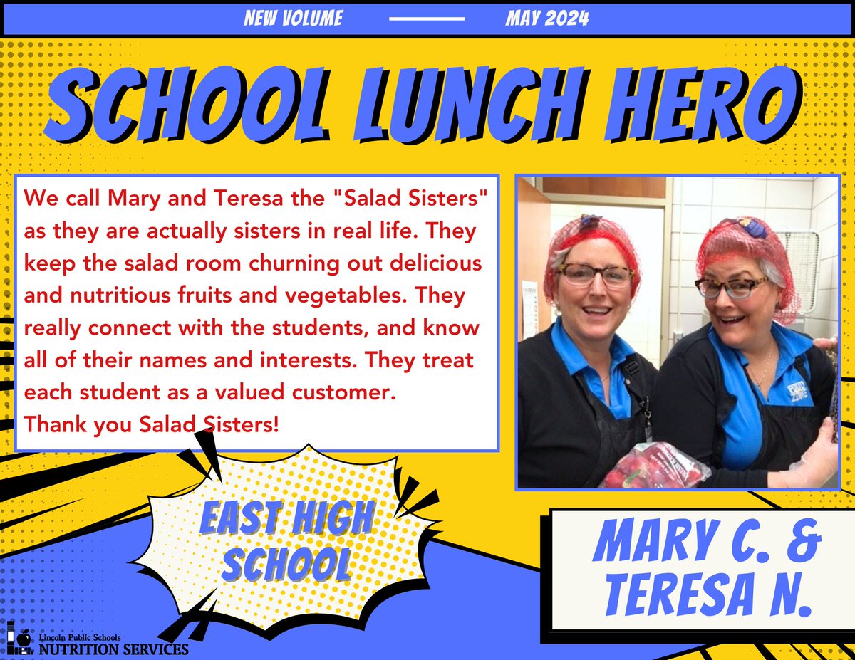 Today's #SchoolLunchHero - Mary C. & Teresa N., East High School 'Salad Sisters'