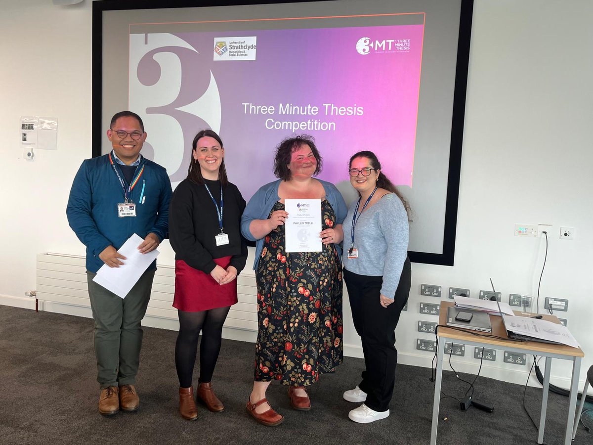 #3MT at the #HaSSPGRConference 2024!

Phyllis Trelli from @StrathEDU presented 'Divergent Lenses: Representation of Power in Images of Youth Work'.

#Strathlife @StrathHaSS @UniStrathclyde @StrathRDP #Research #PhD #PGRlife #Humanities and #SocialSciences