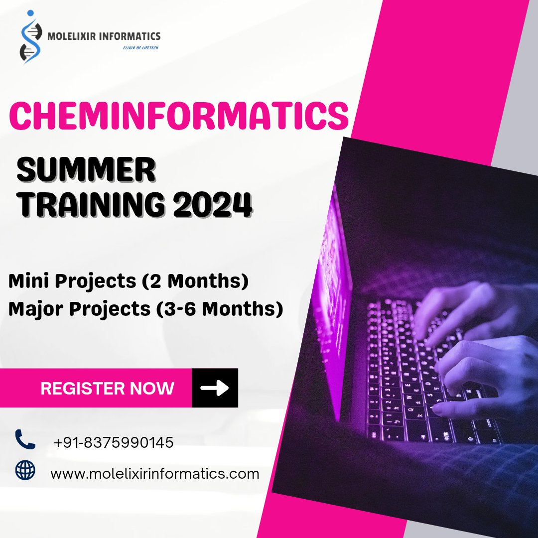 Research Training, Workshop, Internships, Dissertation and Projects 2024

📞 Contact us now at 91-8375990145
Info@molelixirinformatics.com or jbala1444@gmail.com

#bioinformatics #cheminformatics #molelixirinformatics #Chemistry